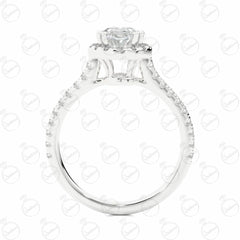 Anello Moissanite Halo taglio ovale per donna