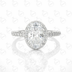 Oval Cut Halo Moissanite Ring for Women