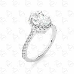 Oval Cut Halo Moissanite Ring for Women