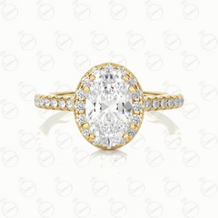 Anello Moissanite Halo taglio ovale per donna