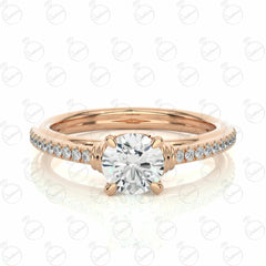 Round Brilliant Cut Solitaire With Accents Moissanite Ring for Women