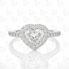 Heart Cut Halo Moissanite Ring for Women