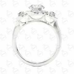 Round Brilliant Cut 3 Stone Moissanite Ring for Women