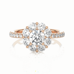 Round Brilliant Cut Halo Moissanite Ring for Women