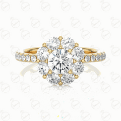 Round Brilliant Cut Halo Moissanite Ring for Women