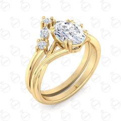 Anello da sposa con moissanite ovale TCW da 1,20 mm per donna