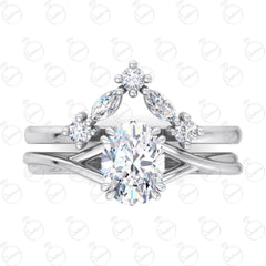 1.20 TCW Oval Cut Bridal Set Moissanite Ring for Women