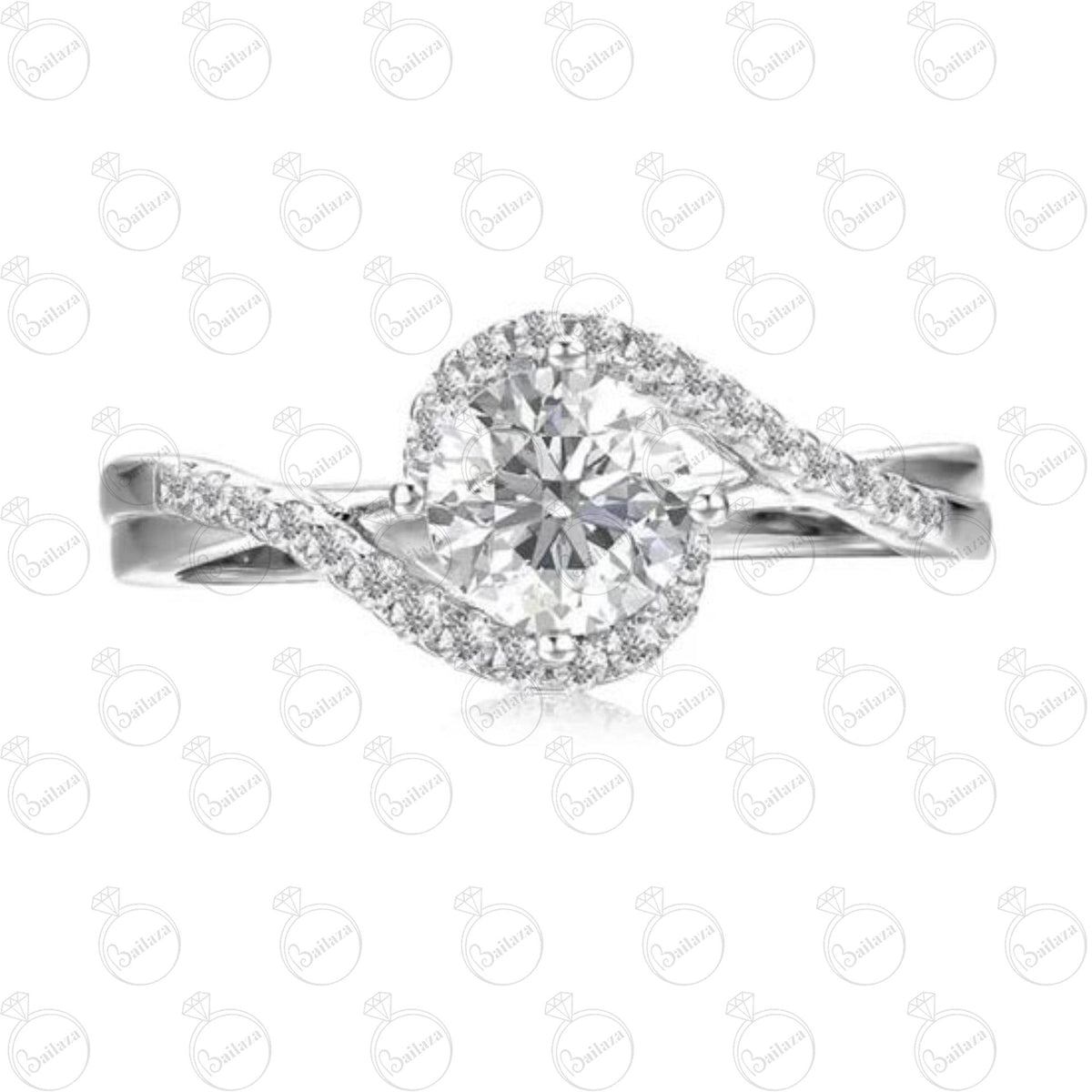 Anello da donna con moissanite intrecciata taglio rotondo TCW da 1,50