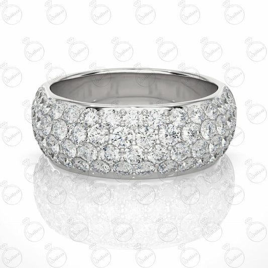 Anello Moissanite Half Eternity taglio brillante rotondo per donna