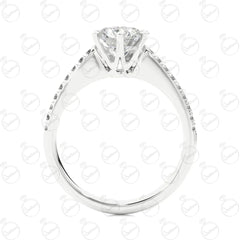 Round Brilliant Cut Solitaire With Accents Moissanite Ring for Women