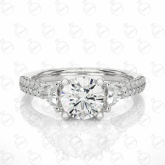 Round Brilliant Cut 3 Stone Moissanite Ring for Women