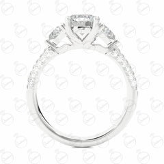 Round Brilliant Cut 3 Stone Moissanite Ring for Women