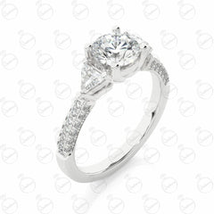 Round Brilliant Cut 3 Stone Moissanite Ring for Women