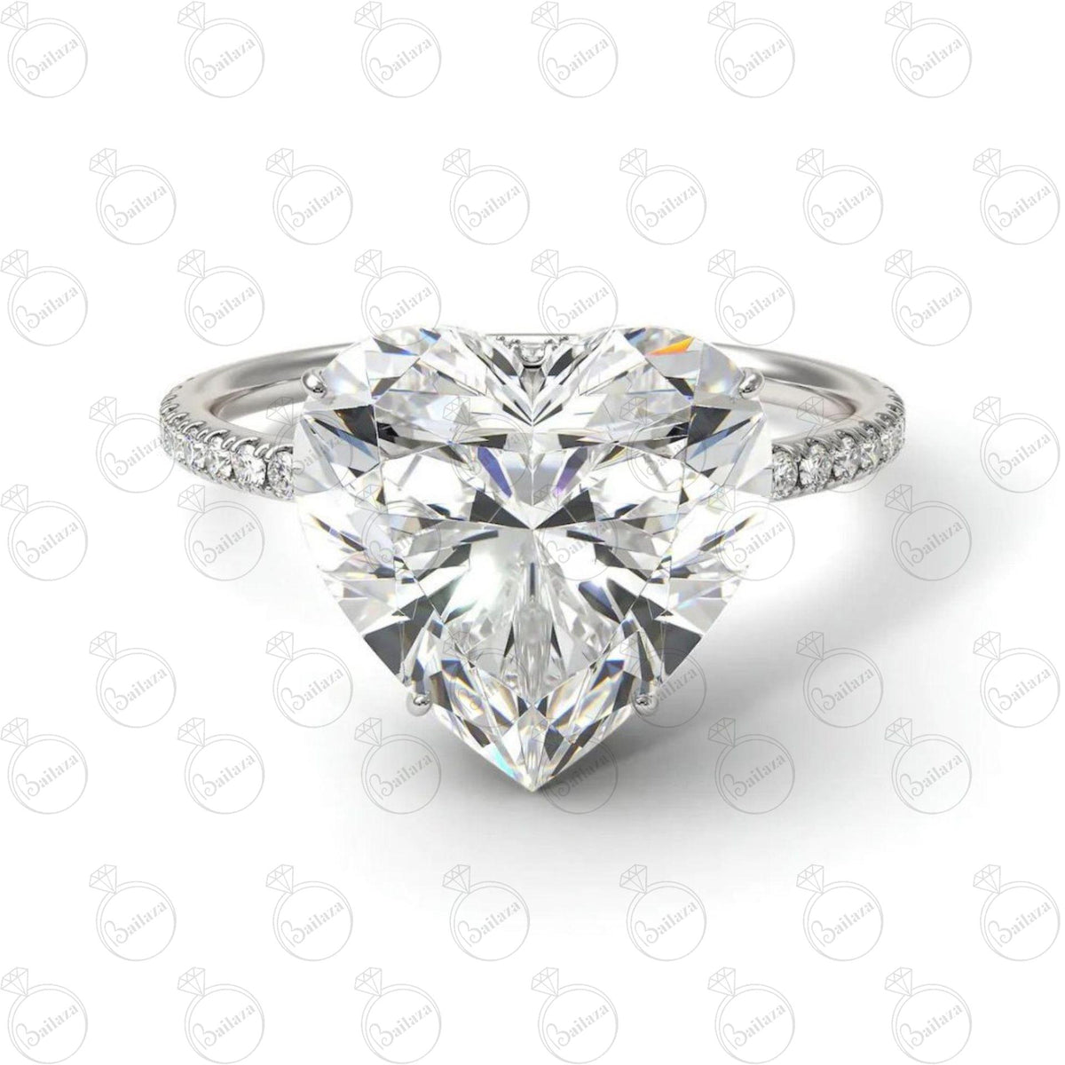 Anello Moissanite con alone nascosto a forma di cuore per donna