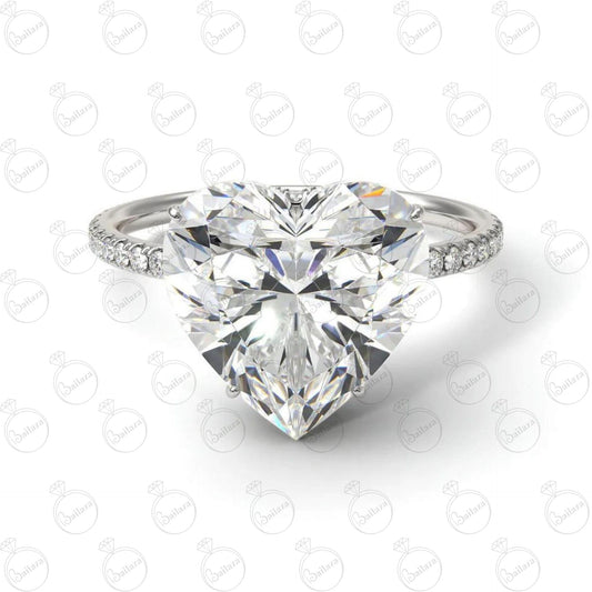 Heart Cut Hidden Halo Moissanite Ring for Women