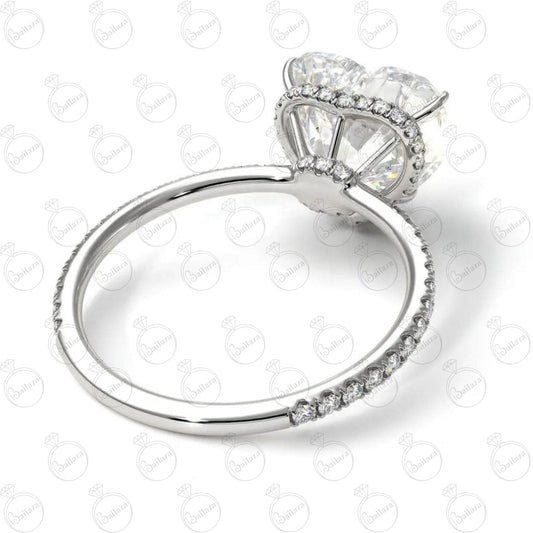 Anello Moissanite con alone nascosto a forma di cuore per donna