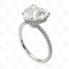 Heart Cut Hidden Halo Moissanite Ring for Women