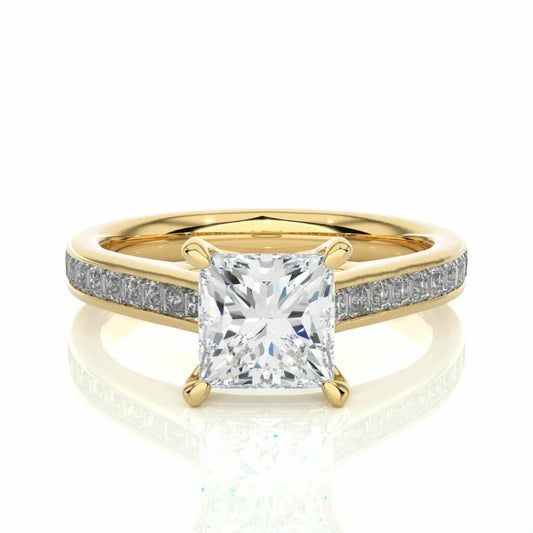 Princess Cut Solitaire With Accents Moissanite Ring for Women