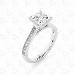 Princess Cut Solitaire With Accents Moissanite Ring for Women