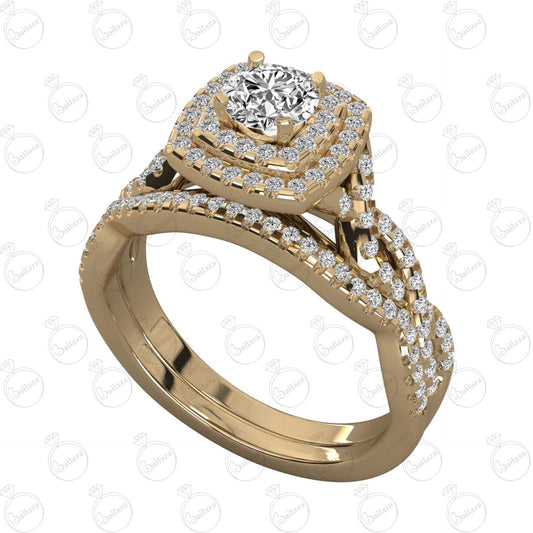 Anello Moissanite Doppio Halo Taglio Rotondo TCW da Donna