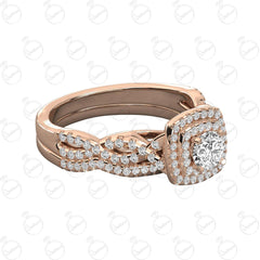 Anello Moissanite Doppio Halo Taglio Rotondo TCW da Donna