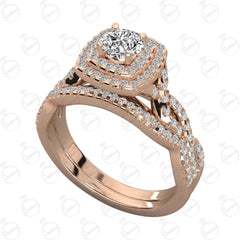 Anello Moissanite Doppio Halo Taglio Rotondo TCW da Donna