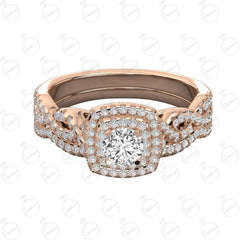 Anello Moissanite Doppio Halo Taglio Rotondo TCW da Donna