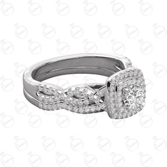 1.00 TCW Round Cut Double Halo Moissanite Ring for Women