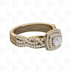 Anello Moissanite Doppio Halo Taglio Rotondo TCW da Donna