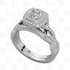 Anello Moissanite Doppio Halo Taglio Rotondo TCW da Donna