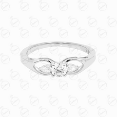 Anello da donna con moissanite a 3 pietre taglio rotondo TCW da 1,00