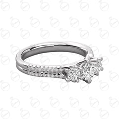 1.00 TCW Round Cut 3 Stone Moissanite Ring for Women