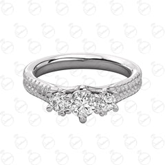 1.00 TCW Round Cut 3 Stone Moissanite Ring for Women