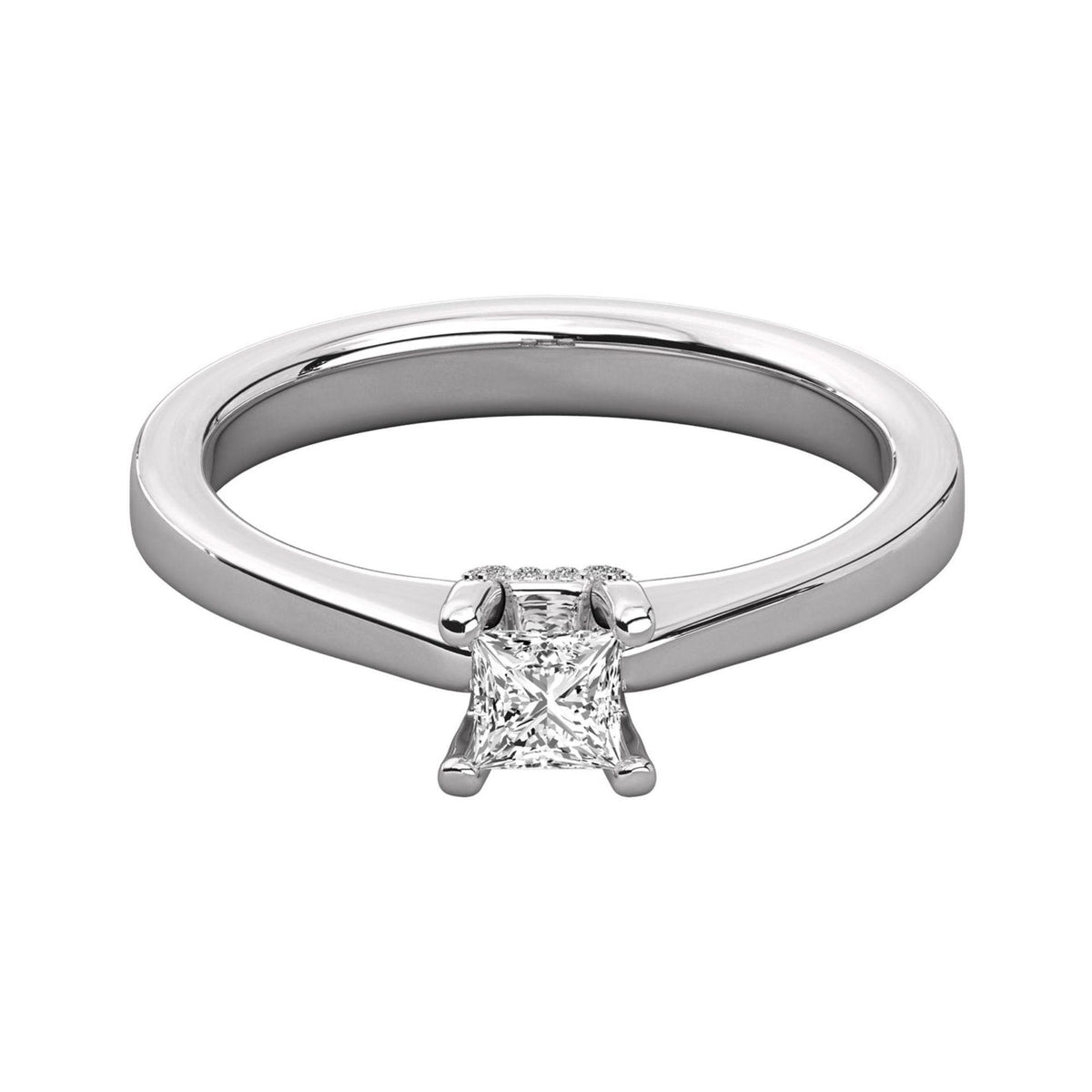 Anello Moissanite 1.20 TCW Princess Cut Hidden Halo per donna