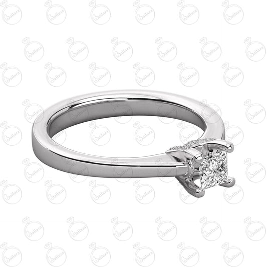 1.20 TCW Princess Cut Hidden Halo Moissanite Ring for Women