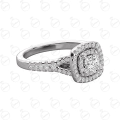 Anello Moissanite Double Halo taglio cuscino TCW da donna