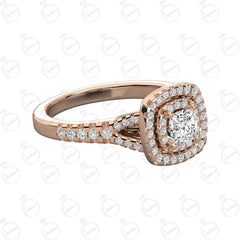 Anello Moissanite Double Halo taglio cuscino TCW da donna