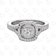 Anello Moissanite Double Halo taglio cuscino TCW da donna