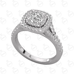 1.00 TCW Cushion Cut Double Halo Moissanite Ring for Women