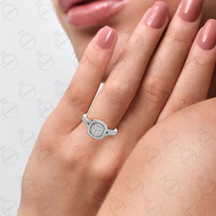 Anello Moissanite Double Halo taglio cuscino TCW da donna