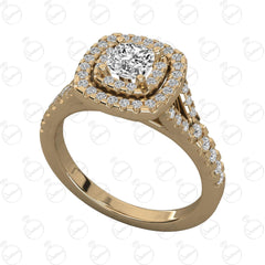 Anello Moissanite Double Halo taglio cuscino TCW da donna