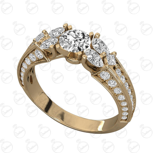 1.00 TCW Round Cut Unique Moissanite Ring for Women