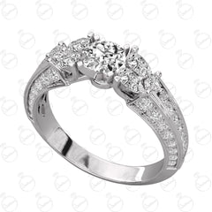 1.00 TCW Round Cut Unique Moissanite Ring for Women