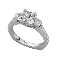 1.20 TCW Princess Cut 3 Stone Moissanite Ring for Women