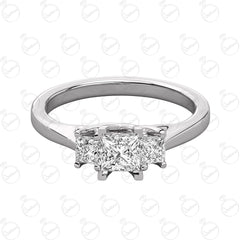 1.50 TCW Princess Cut 3 Stone Moissanite Ring for Women