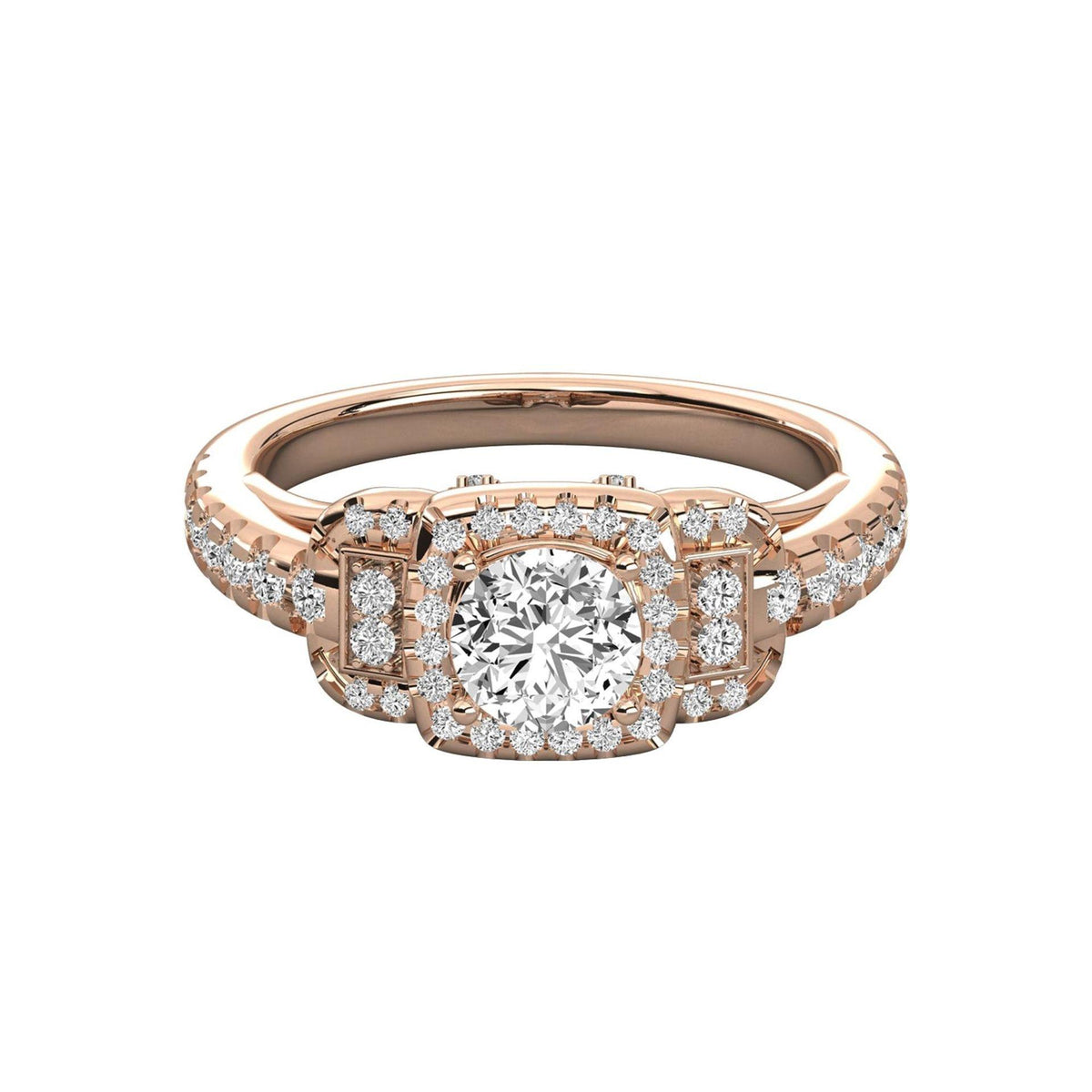 Anello Moissanite Halo taglio rotondo TCW da donna