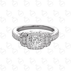 1.00 TCW Round Cut Halo Moissanite Ring for Women