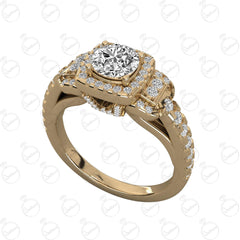 Anello Moissanite Halo taglio rotondo TCW da donna