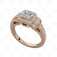 Anello Moissanite Halo taglio rotondo TCW da donna