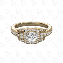 Anello Moissanite Halo taglio rotondo TCW da donna